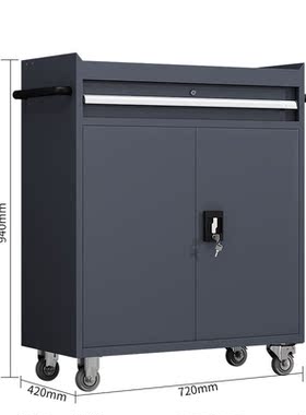 工具柜GC2264单抽带把手带轮灰色可