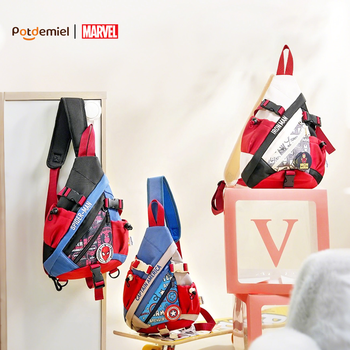 迪士尼正版漫威英雄蜘蛛侠斜挎包大容量包包钢铁侠单肩包帆布胸包,模玩/动漫/周边/娃圈三坑/桌游,动漫背包/钱包/箱包,淘宝优惠券,粉丝福利购,淘宝优惠卷