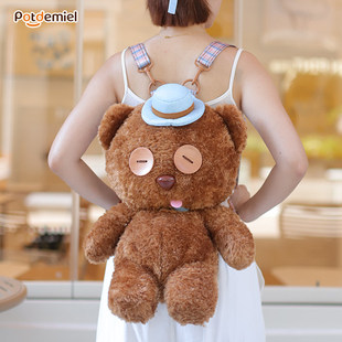 环球正版小黄人tim熊毛绒双肩包可爱毛绒玩偶背包女生生日礼物