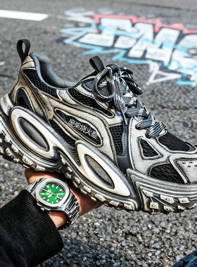 做旧老爹鞋男鞋美式复古小众原创3XL巴黎鞋灰色增高轮胎底脏脏鞋