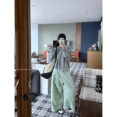 卫衣休闲松弛长袖 YOUMI 早秋基础纯色卷边宽松圆领短款 T恤春秋