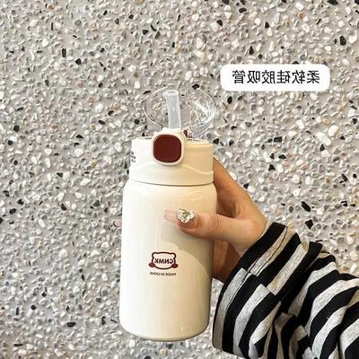 High aesthetic insulated cup for women with straw, small and