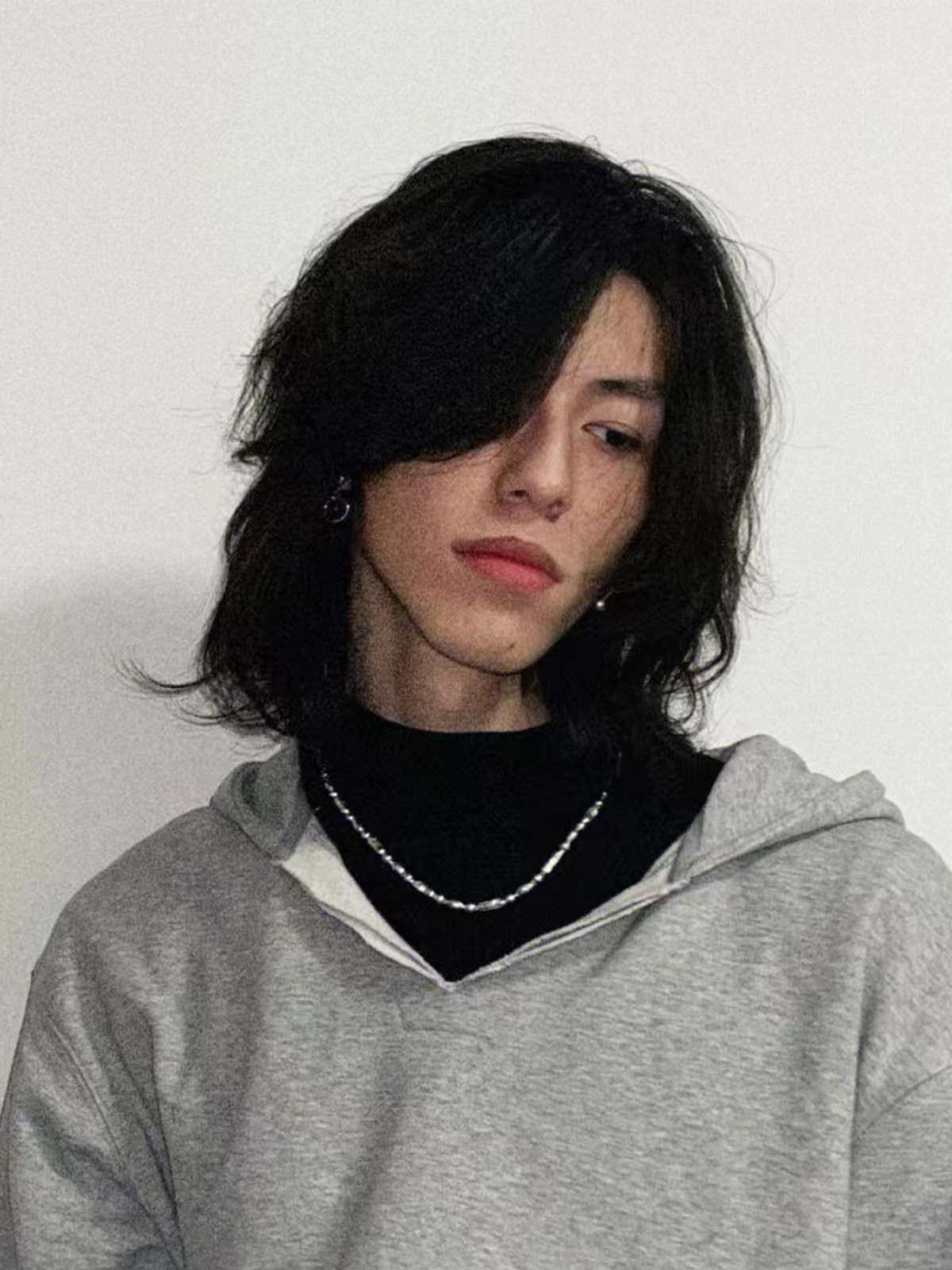 假发男发文艺复古鲻鱼头中分刘海帅气狼尾式自然蓬松男士短直发套