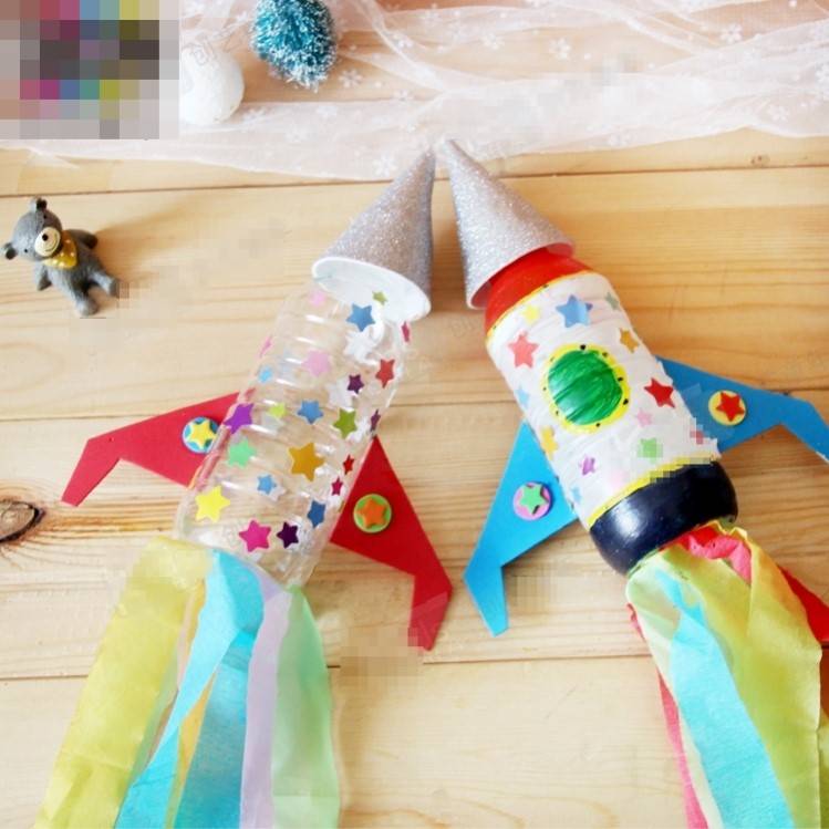 火箭模型手工制作幼儿园航天模型手工材料变废为宝儿童手工塑料瓶