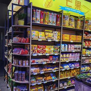 超市便利店货架小卖部零食置物多层架休闲食品社区钢木可调货架