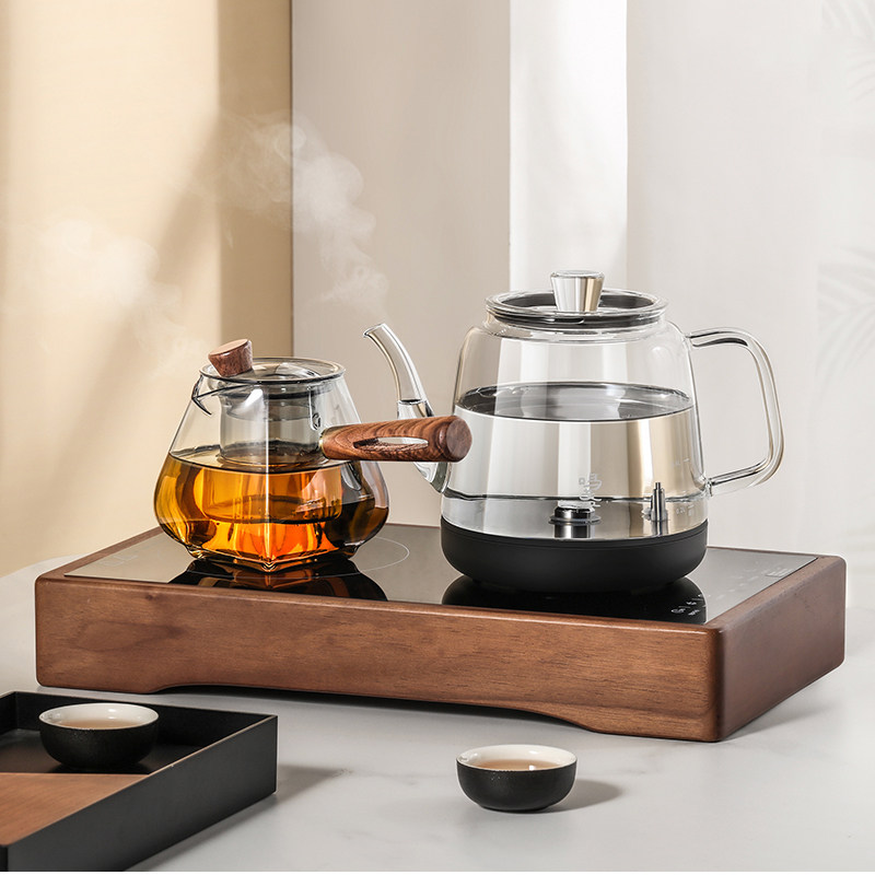 鸣盏茶台一体烧水壶嵌入式黑晶炉煮茶器泡茶专用自动上水电热水壶