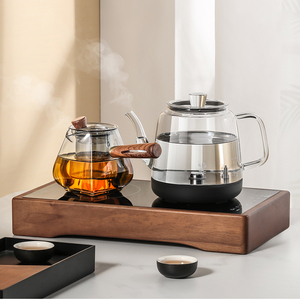 鸣盏茶台一体烧水壶嵌入式黑晶炉煮茶器泡茶专用自动上水电热水壶