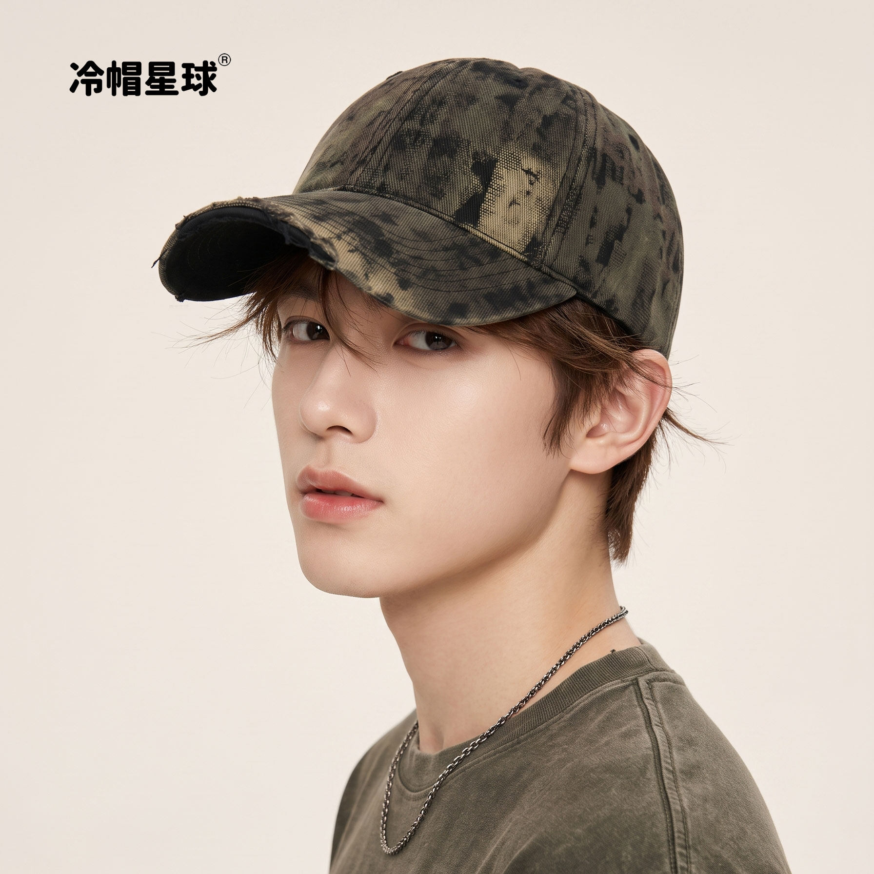 冷帽星球-美式复古花朵印花棒球帽男女破洞鸭舌帽显脸小遮阳帽潮
