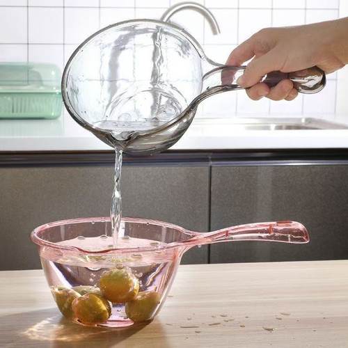 水瓢家用摔不破水勺加深高透长柄塑料大号创意厨房透明舀水勺水瓢