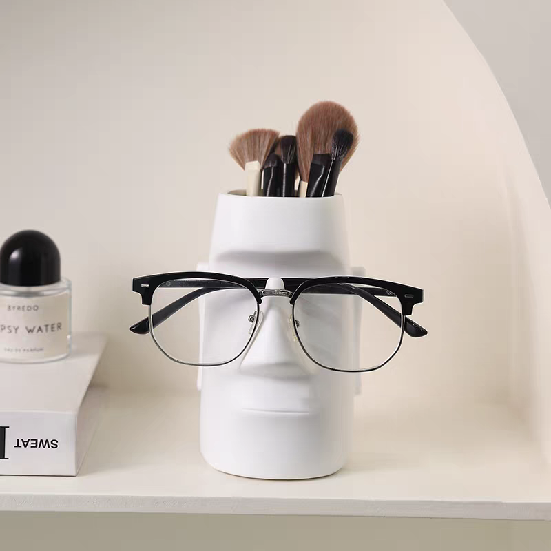 创意眉笔眉刷筒摩艾石像笔筒书桌收纳筒艺术感简约眼镜架桌面摆件,节庆用品/礼品,笔筒,淘宝优惠券,粉丝福利购,淘宝优惠卷