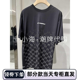 可议价KARL 1290 LAGERFELD卡尔拉格斐2024夏男黑T恤241M1708R45