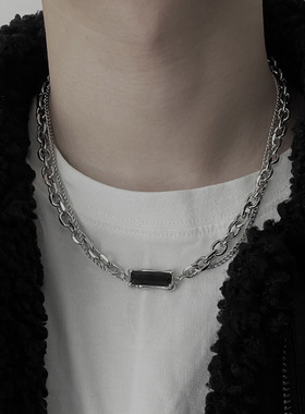 原创个性项链男潮ins高级感冷淡风小众设计感钛钢痞帅嘻哈颈配饰