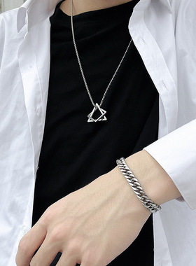 钛钢几何项链情侣个性学生男女三角形简约潮牌百搭小众配饰吊坠链