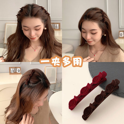新品蓬松侧边f自动编发发夹刘海前额边夹短烫发发卡打理神器卡子