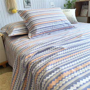 极速纯棉优质老粗k布床单三件套加厚夏季亚麻软凉席榻榻米炕单波