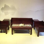 极速非洲小d叶紫檀古中式 沙发整装 血檀素面沙发123六件套交趾黄檀