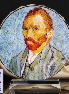 极速世界名人画家梵高自画u像水晶摆件工艺品现代家居书桌摆件饰