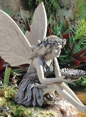 极速Art Decorations Ornaments Sitting FairyN Statue Sculptur