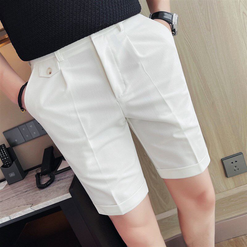 极速纯黑色西装短裤男夏季薄款时尚百搭五分O裤子男款夏天修身小