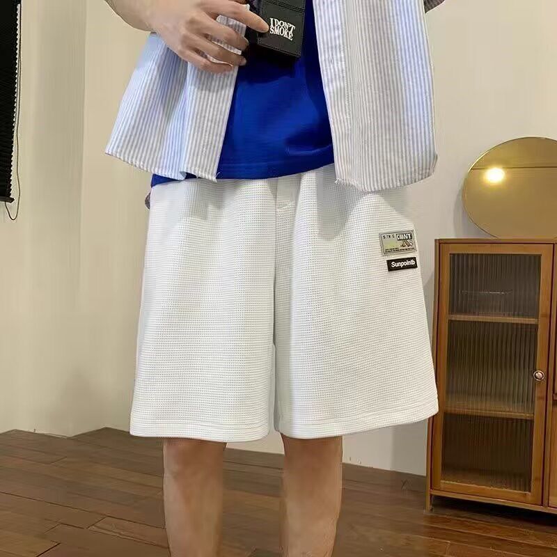 极速华夫格夏季短裤男休闲潮流中裤子加肥加大Q胖子大码宽松运动