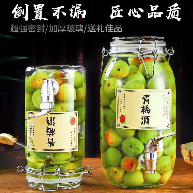 新品青梅泡酒罐玻璃泡酒瓶无铅家用玻璃密封酿酒罐V加厚空瓶杨梅