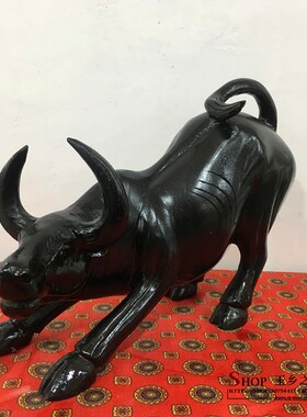 新品天然黑曜石华尔街牛摆u件家居客厅酒柜电视柜办公室工艺品礼