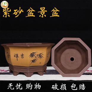 极速紫砂瓷盆八角花盆陶瓷兰花盆绿植盆六角八边形八W方盆景君子