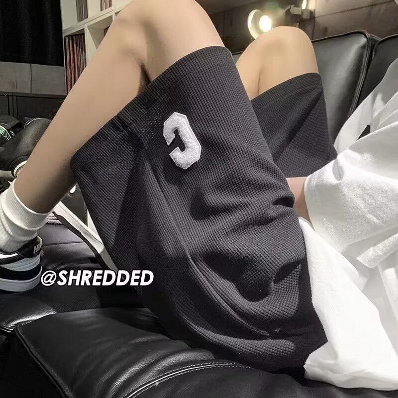 极速华夫格休闲短裤男夏r季潮流宽松运动短裤加肥加大300斤大码五