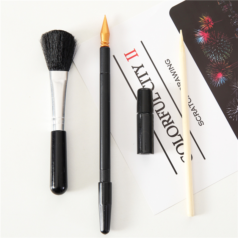 夜景刮刮画diy工具刮画毛刷刮笔