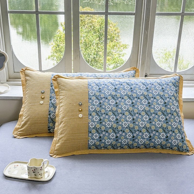 A类加厚全棉枕套一对装48x74cm纯棉夹棉枕芯套单人成人枕头套单个