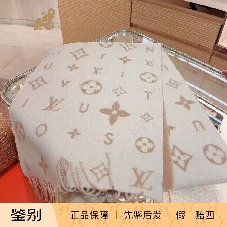 路易威登山羊绒印花流苏披肩