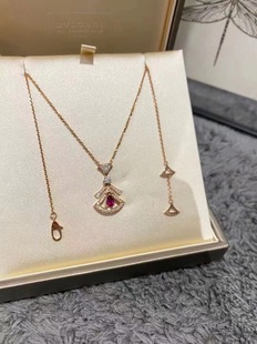 Bvlgari宝格丽DIVAS’ DREAM系列限量款粉宝石钻石项链18K玫瑰金