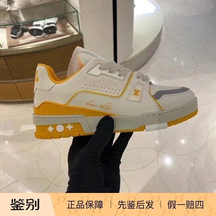 Lv路易威登2023新款男鞋TRAINER 牛皮黄色拼色运动鞋板鞋1ACHLL