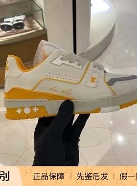 Lv路易威登2023新款男鞋TRAINER 牛皮黄色拼色运动鞋板鞋1ACHLL