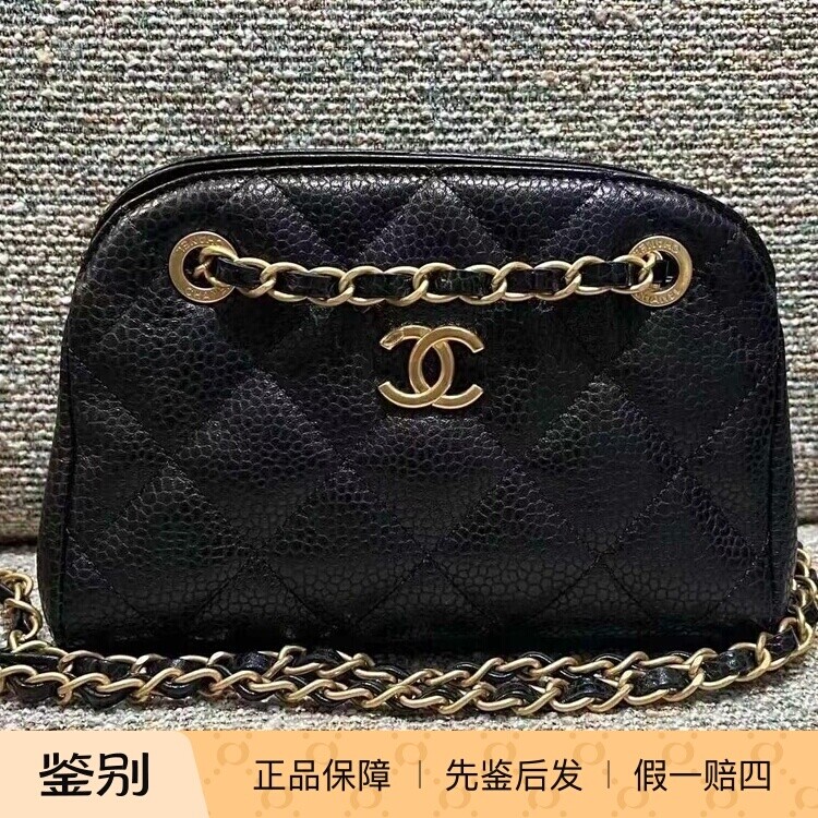 香奈儿24K新款黑色荔枝牛皮链条