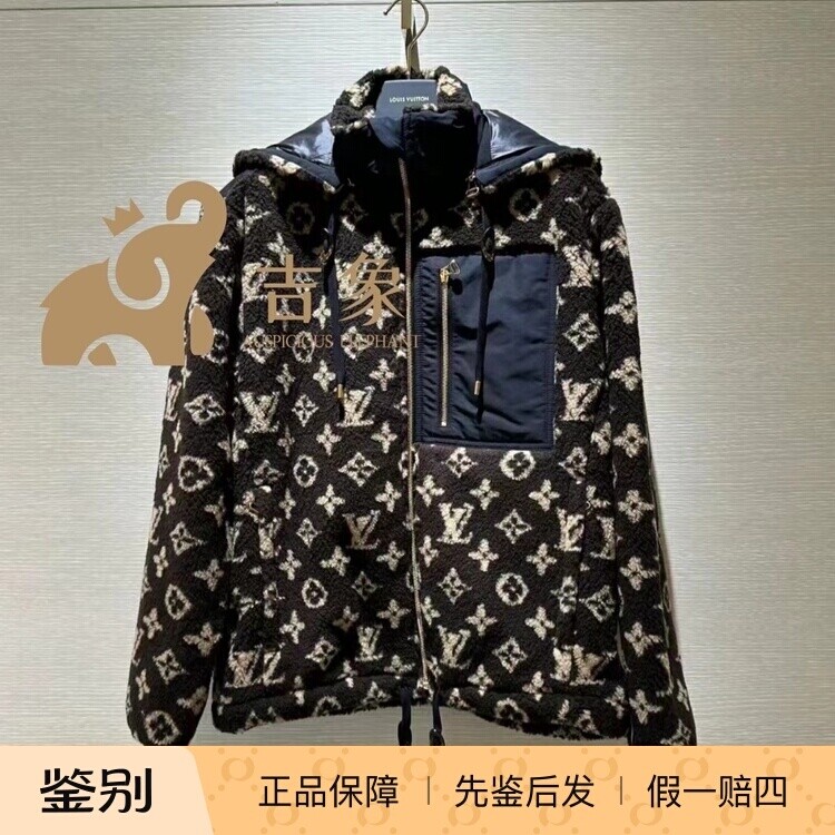 LV路易威登2023新款女士MONOGRAM 绵羊毛绒面泰迪派克大衣1ABYIV