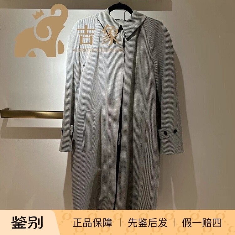 LV路易威登2024新款女装之字纹连肩袖中长款大衣风衣1AFNJB