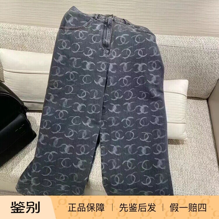 香奈儿爆款高腰双C亮片阔腿裤