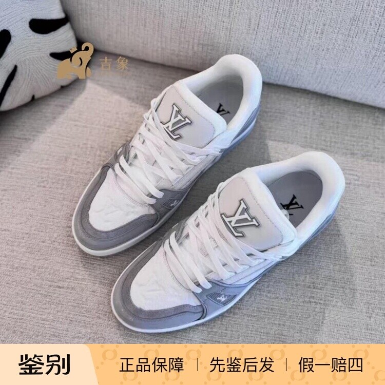 路易威登新款漆皮拼牛皮板鞋女