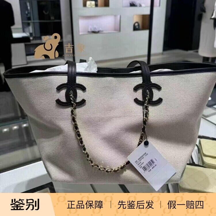 香奈儿双C帆布托特女包