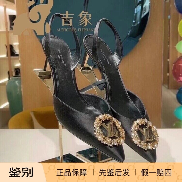 LV路易威登水钻珍珠高跟鞋