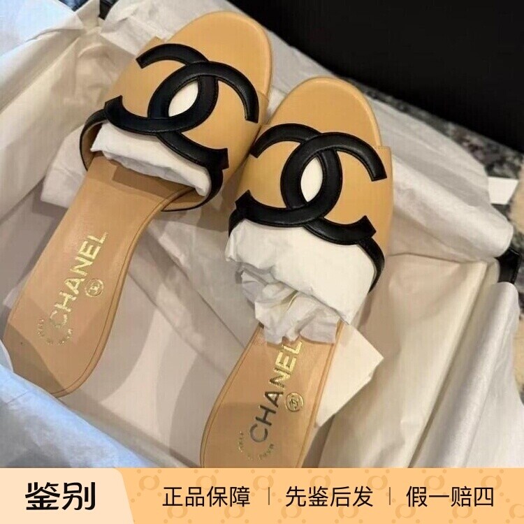 香奈儿26S小牛皮双C高跟凉鞋