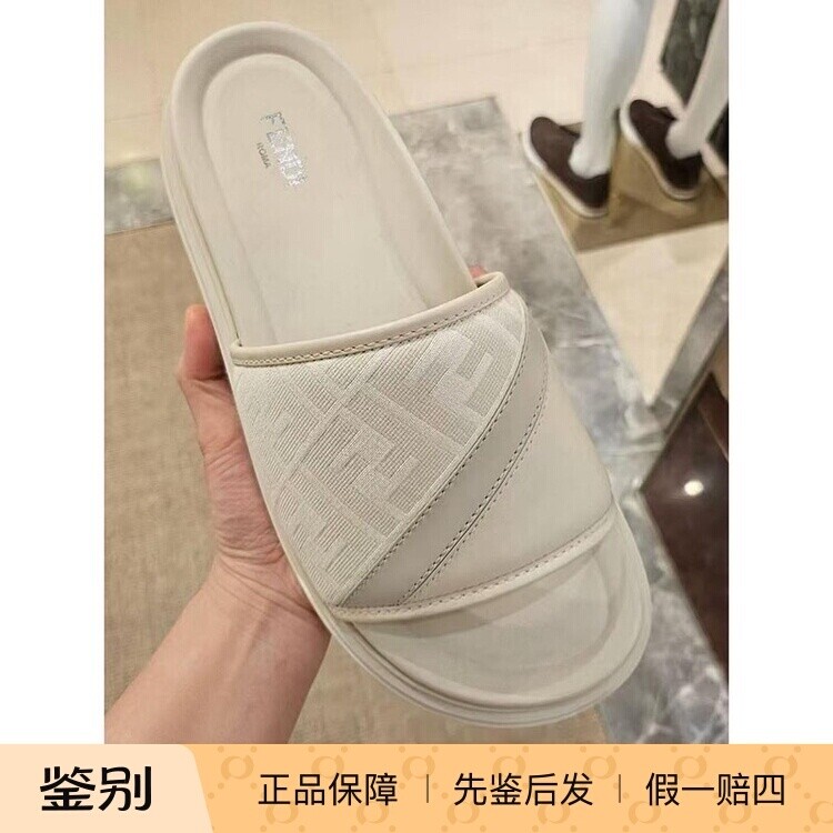 Fendi芬迪FF提花拼皮凉拖男鞋