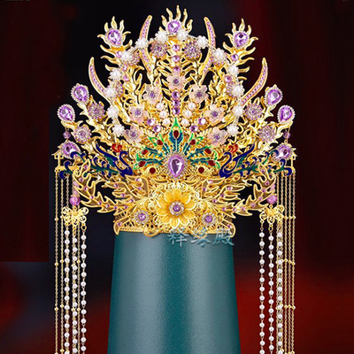 仙家凤冠头冠头戴黑老太神像头饰