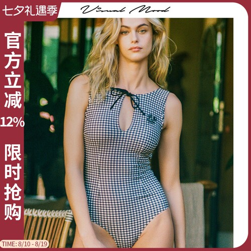 visualmood复古法式连体泳衣女