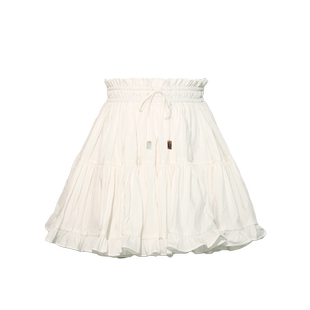 VISUAL MOOD复古蛋糕裙女高腰系带遮肚显瘦修身时尚度假半身裙女