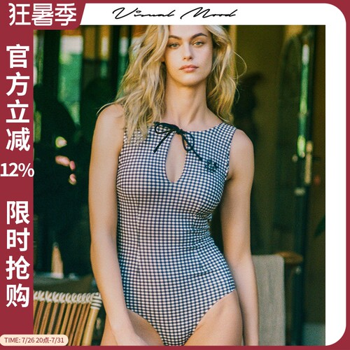 visualmood复古法式连体泳衣女