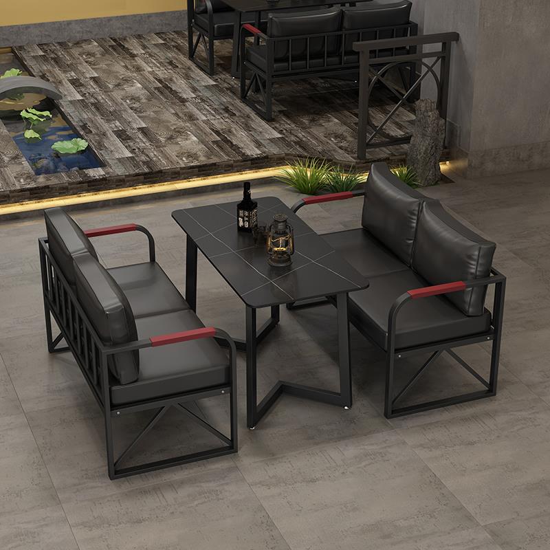 速发工业风酒吧桌椅餐装铁艺发啡厅烧烤店卡座沙咖组合套厅清吧沙