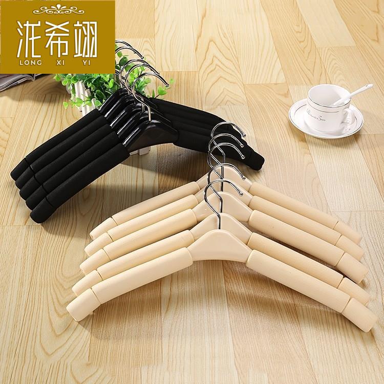 速发20个装粗装加海绵衣架裤架防滑塑料米色衣挂店服泡沫衣撑