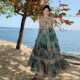 速发高级感抹胸印花欲衣裙2025夏季 海边度假长裙气质连纯露肩裙子
